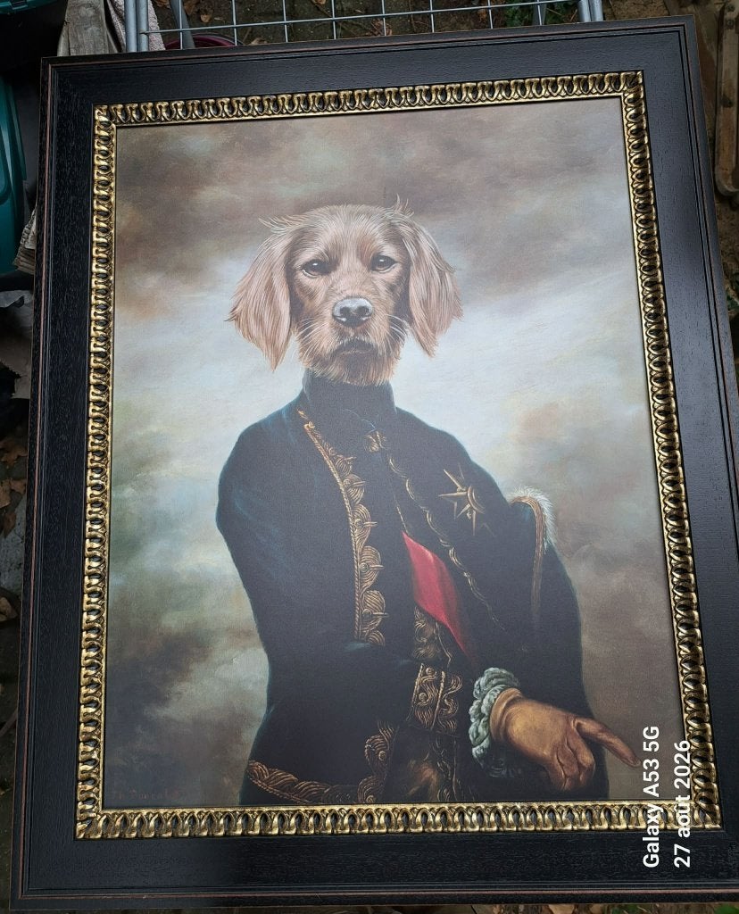 Tableau Poncelet Chien, Antiquités & Art, Enlèvement, Autres styles, Autres techniques, Animaux