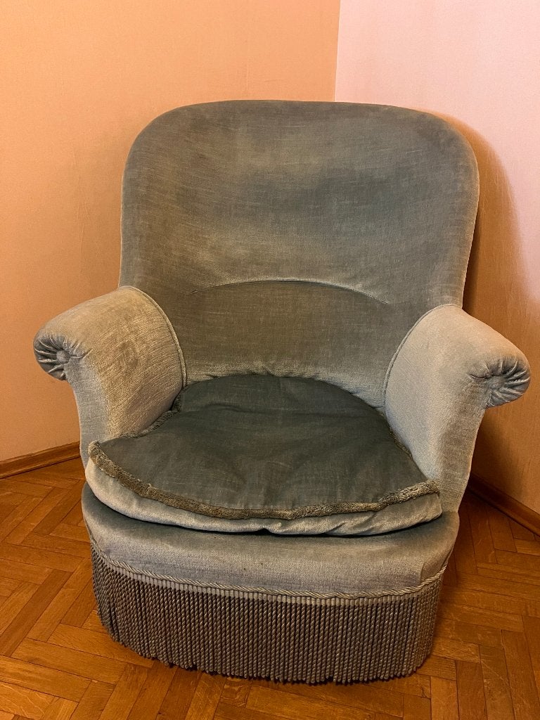 Zetel in velours., Antiek en Kunst, Ophalen