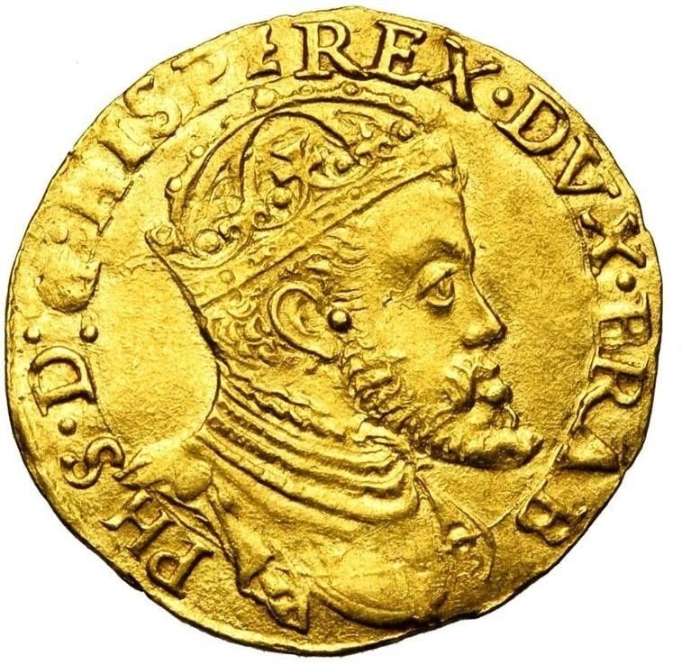 Real en or de Philippe II, Duché de Brabant, Pays-Bas espagn, Monnaie en vrac, Or, Or, Envoi