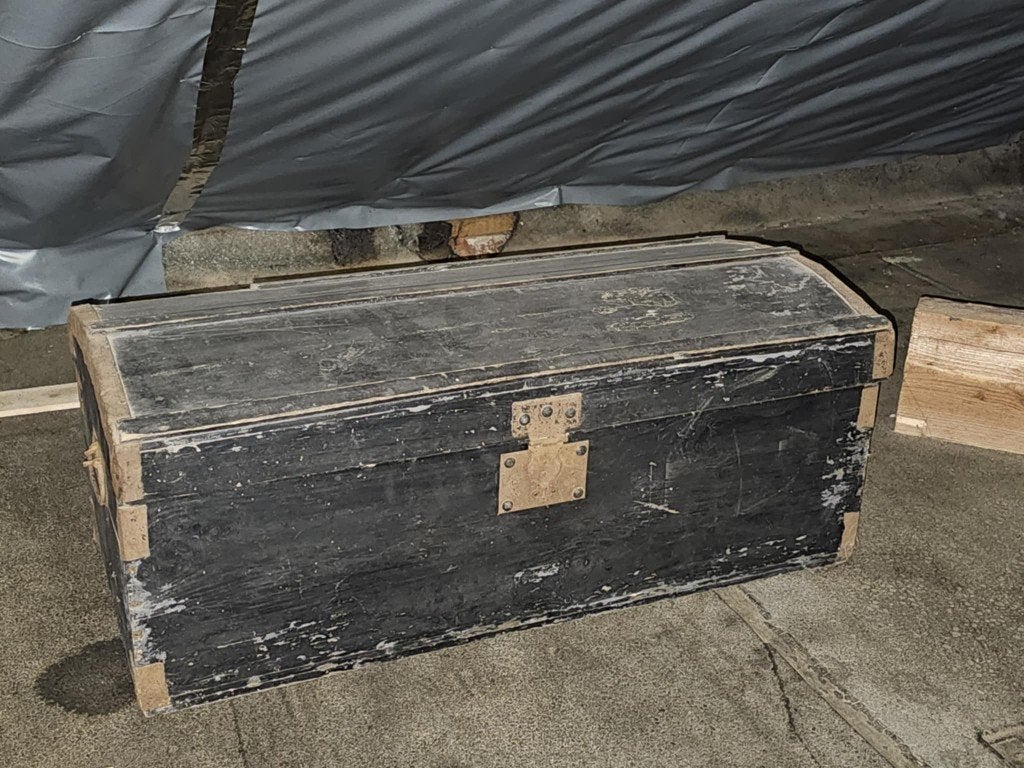 Verweerde grenenhouten opbergkist, Huis en Inrichting, Ophalen, Minder dan 50 cm, Gebruikt, 50 tot 100 cm