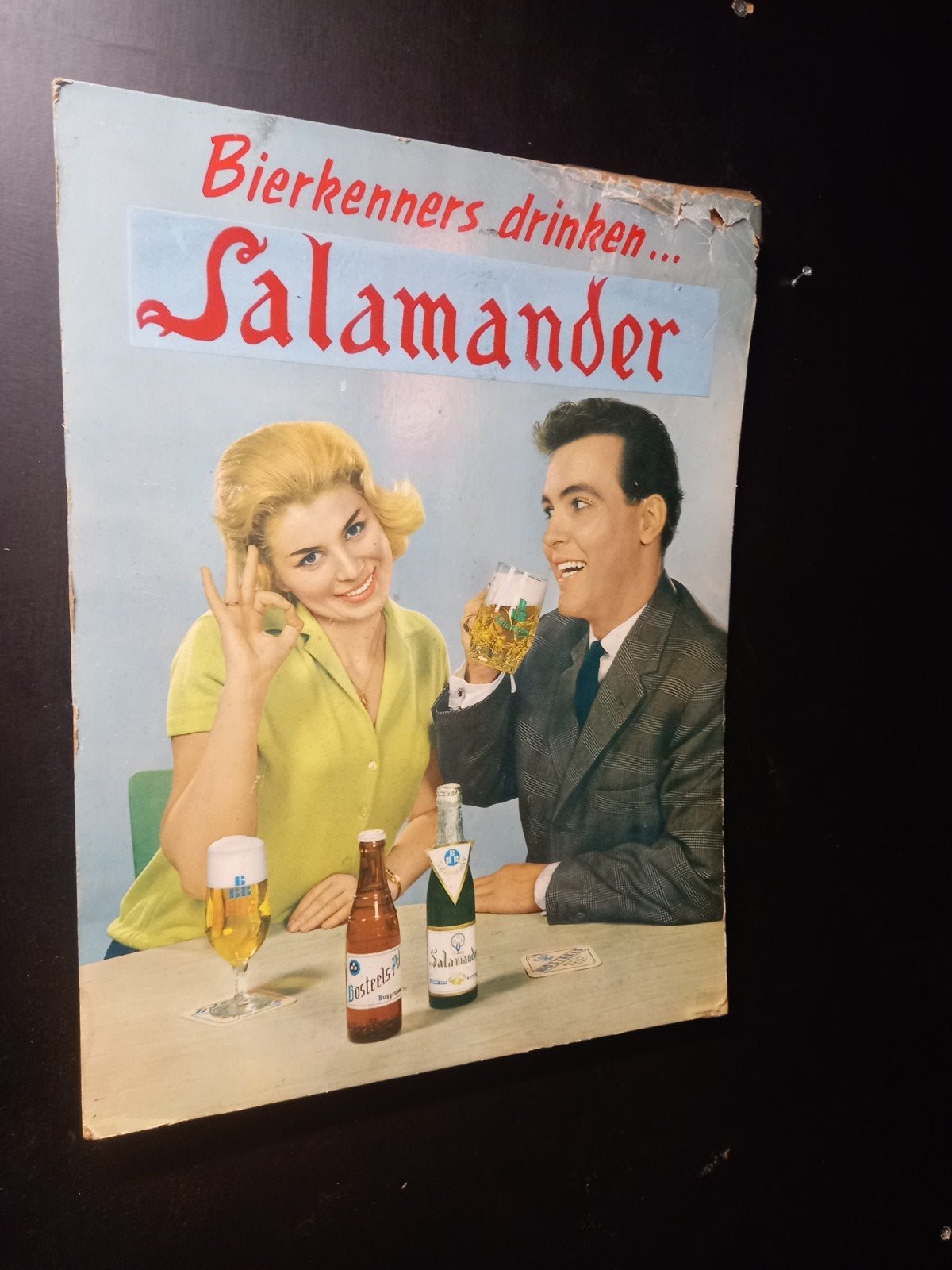 Vintage Salamander bier reclame – Bosteels Buggenhout – ca., Verzamelen, Ophalen