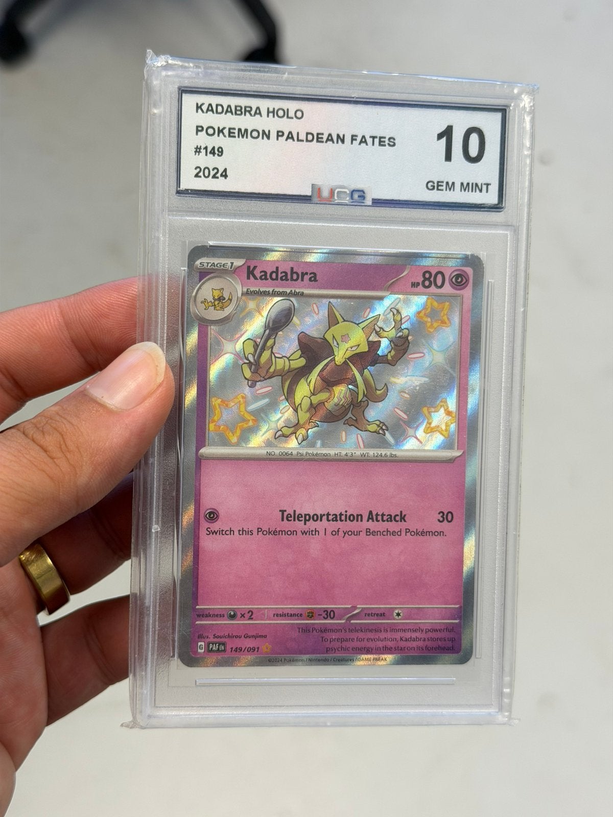 Kadabra #149 - 149/091 Shiny Paldean Fates Grade 10 Pokémon, Ophalen of Verzenden, Nieuw, Losse kaart, Foil