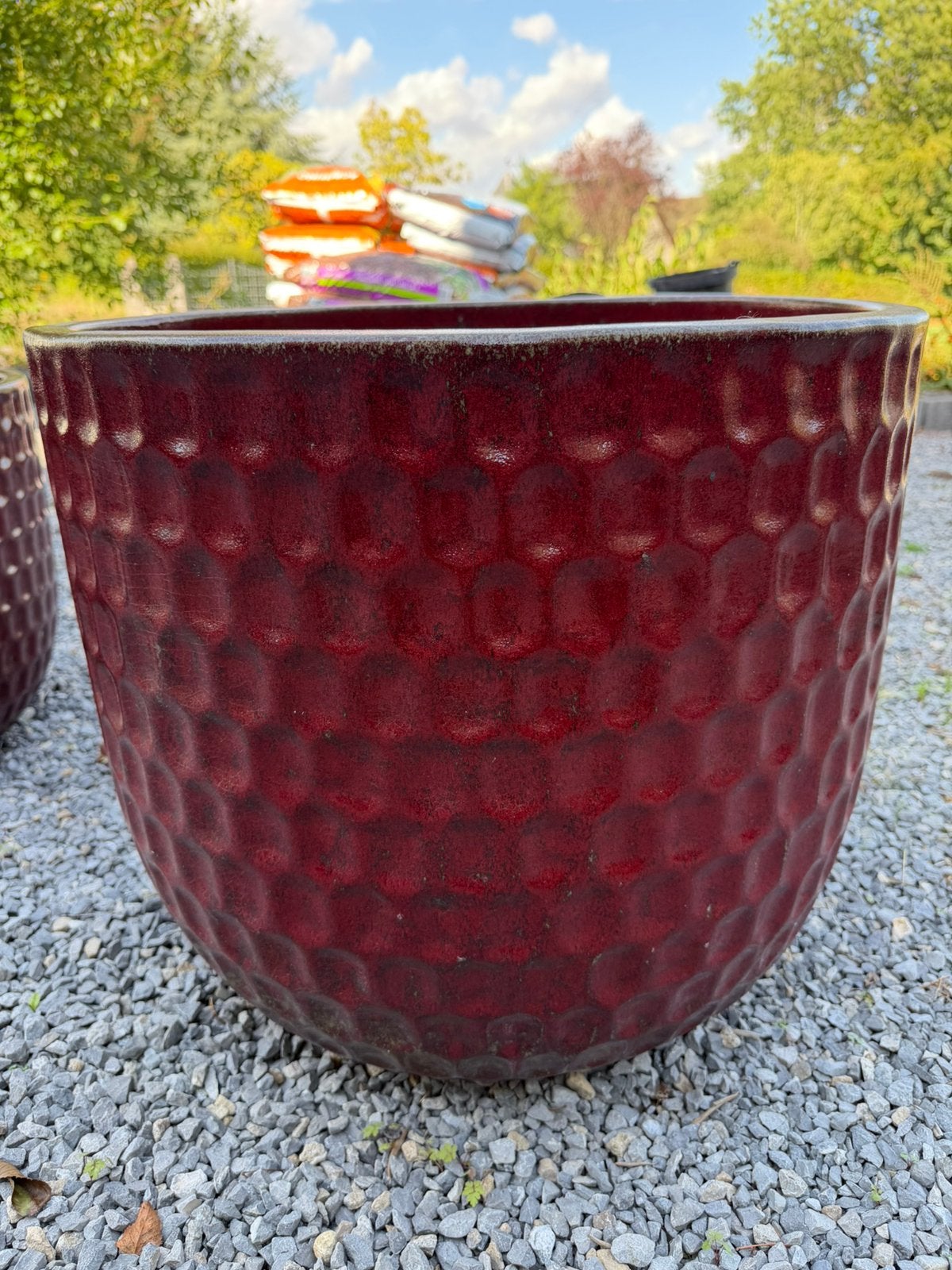 19x Pot en céramique émaillé rouge/bordeau, Jardin & Terrasse, Enlèvement, Comme neuf