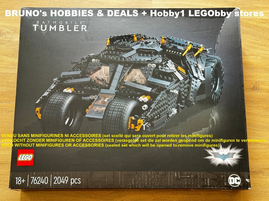 LEGO 76240 Batman Batmobile Tumbler SANS MINIFIGS, Neuf, Lego, Instructions incluses, Autres types