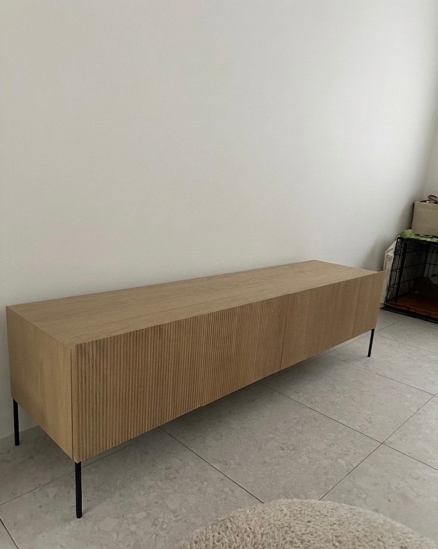 Juntoo TV-meubel - Grivolo - lichtbruin, Maison & Meubles, Armoires | Mobilier de télévision, Enlèvement, Comme neuf