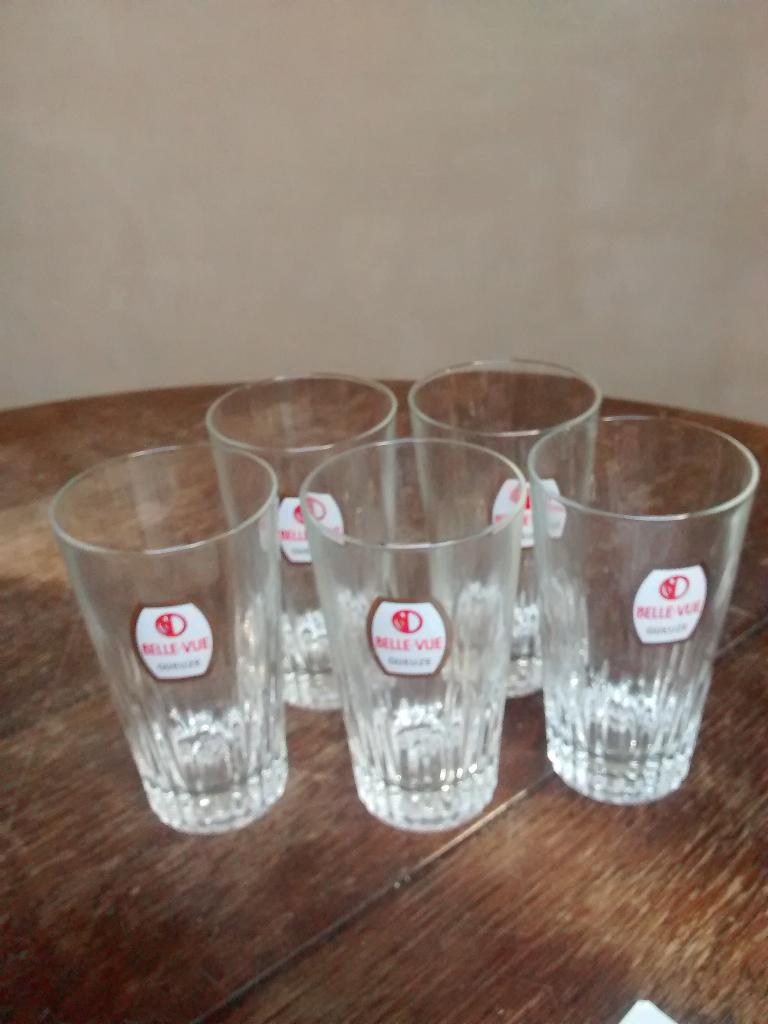 5 verres Gueuze Belle Vue, Collections, Enlèvement, Utilisé, Verre à bière