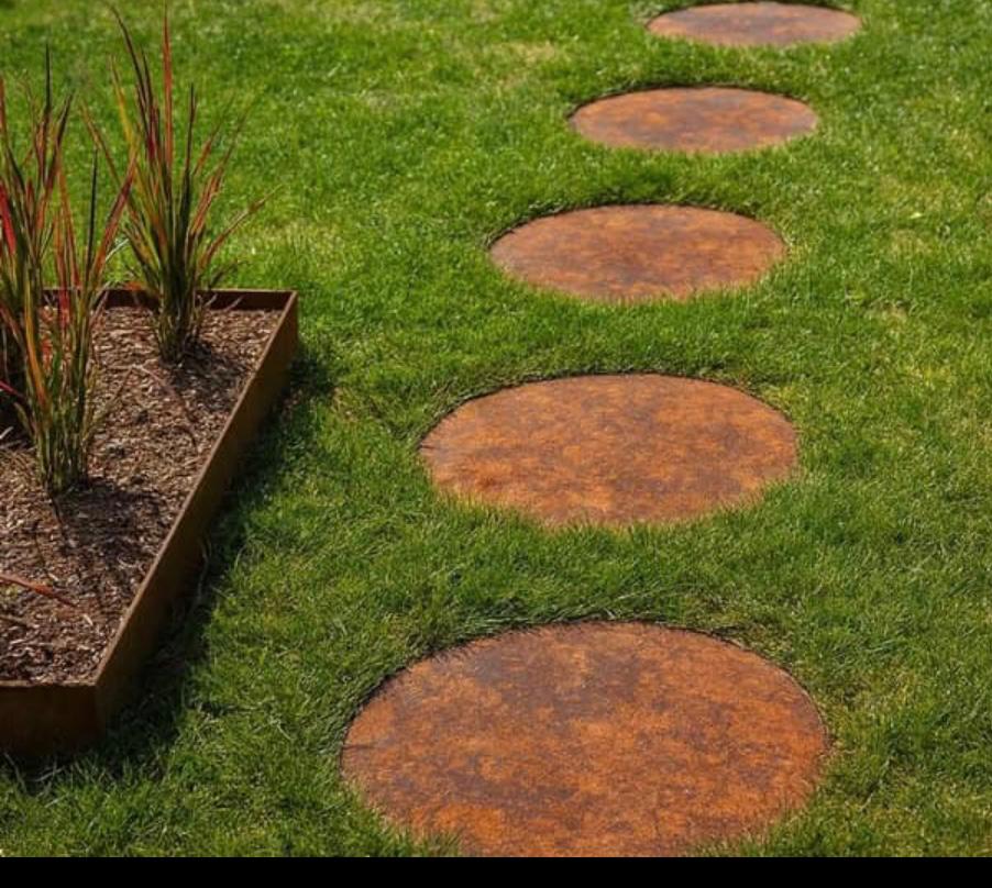 Stapstenen cortenstaal, Tuin en Terras, Terrasdelen en Vlonders, Ophalen, Zo goed als nieuw