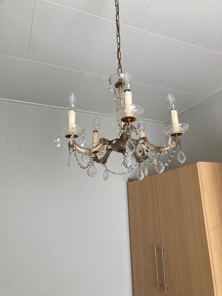 Lusters, Huis en Inrichting, Lampen | Hanglampen, Ophalen, Gebruikt, Glas, 50 tot 75 cm