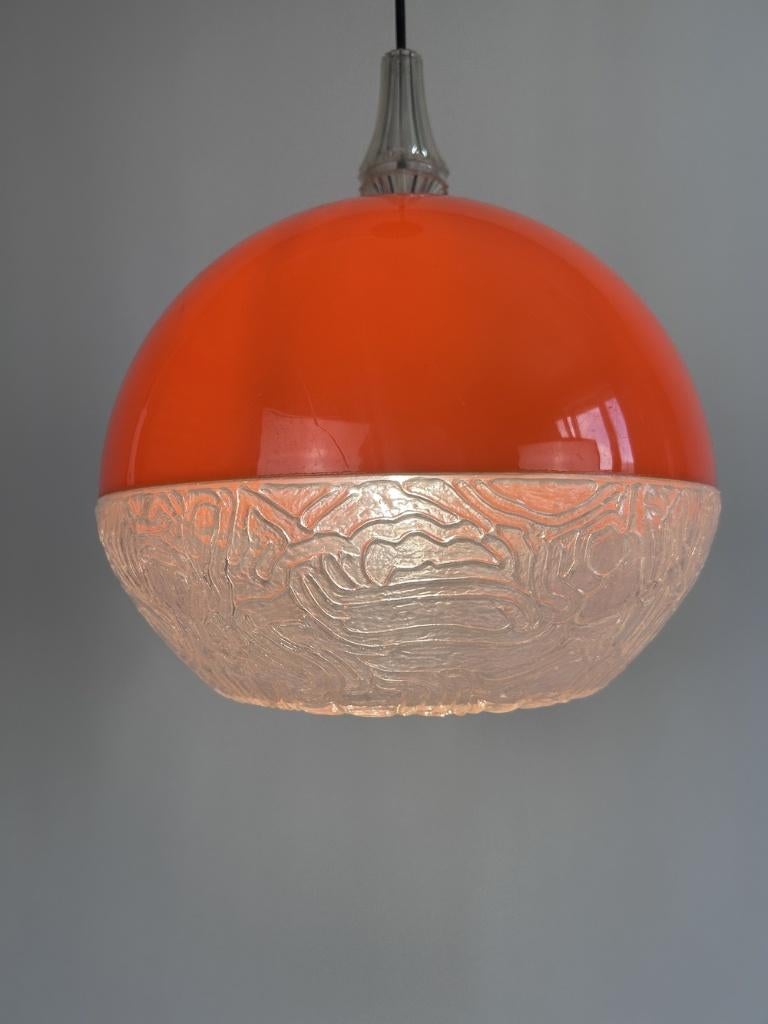 Suspension vintage space age orange, Maison & Meubles, Lampes | Suspensions, Comme neuf, 75 cm ou plus, Autres matériaux, Enlèvement