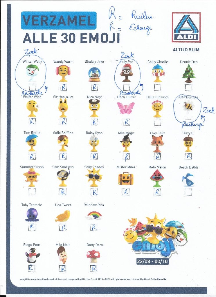 emojis aldi 2026 = ruilen in Zemst, Ophalen, Nieuw