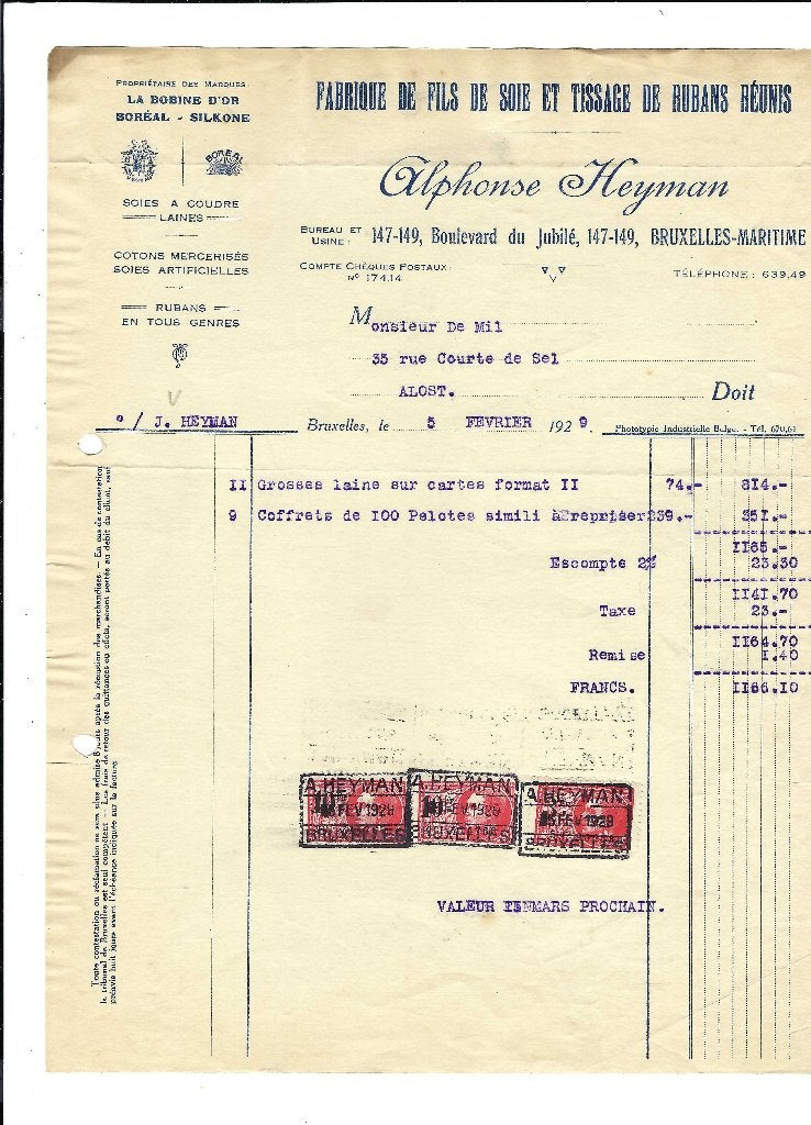 Ancienne facture 1929, Ophalen of Verzenden, Gebruikt