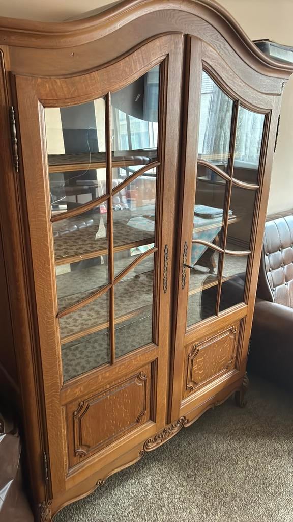 Vintage vitrinekast, Huis en Inrichting, Ophalen, Met plank(en), Gebruikt, 100 tot 150 cm