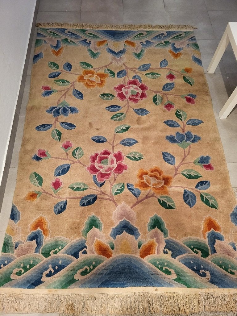 vintage tibetaans handgeknoopt tapijt, Antiek en Kunst, Ophalen