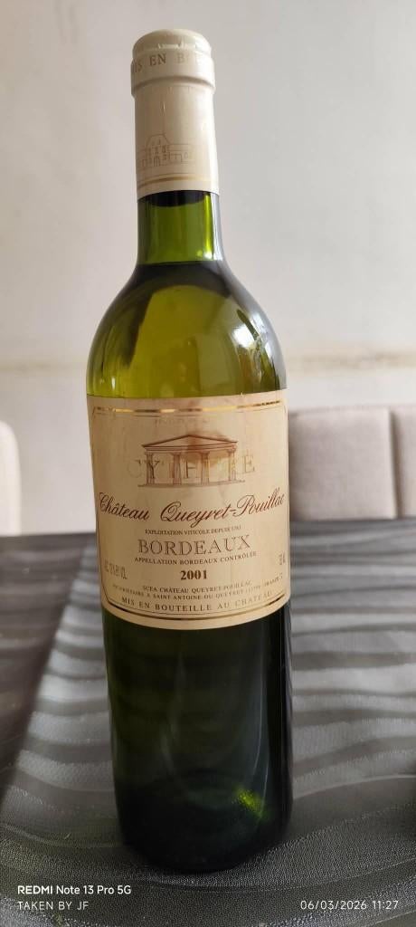 VIN BLANC QUEYRET-POUILLAC BORDEAUX 2010, Enlèvement ou Envoi, Pleine, Vin blanc, Utilisé