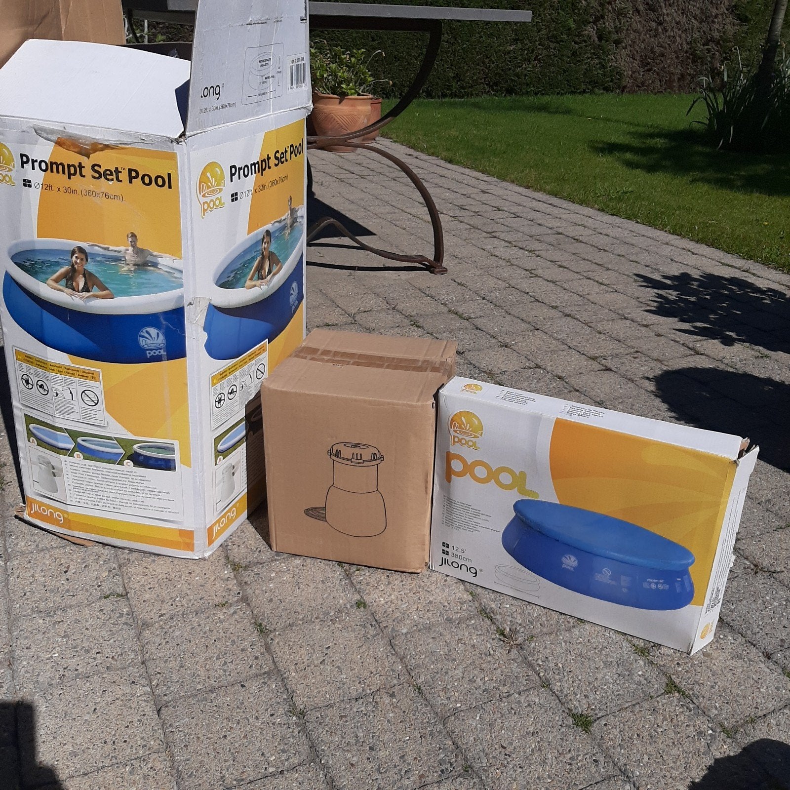 Zwembad Jilong 360cm x 76cm met filterpomp (Nieuwstaat), Ophalen, Afdekzeil