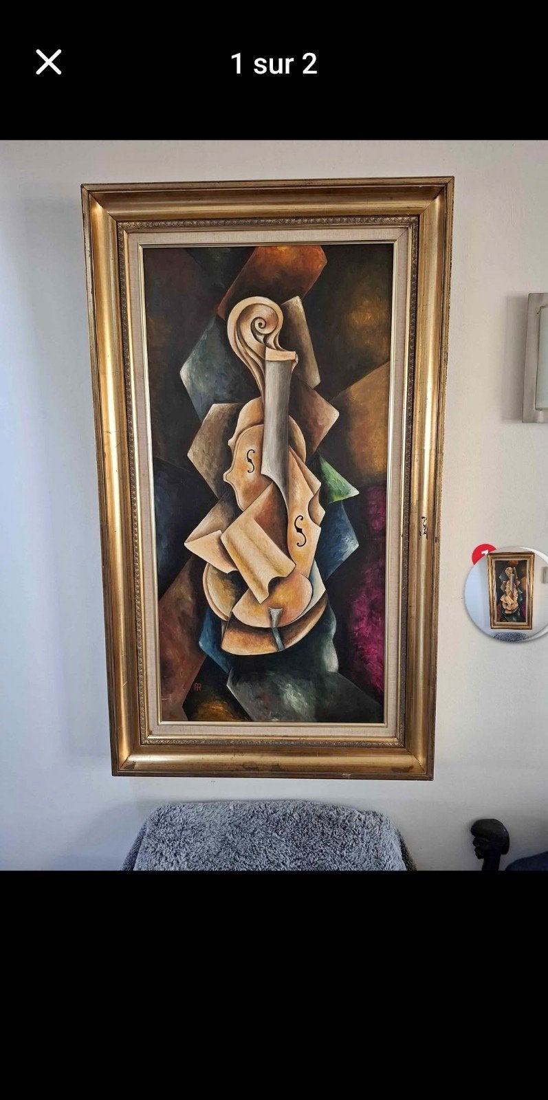 Peinture a l huile cubisme année 30,40#Delvaux#Picasso#Dali, Enlèvement ou Envoi, Cadre spécial, Technique mixte, Fleurs