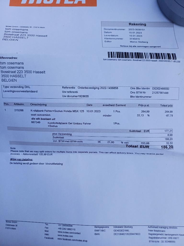 Moto komfortzadel honda grom, Ophalen, Nieuw