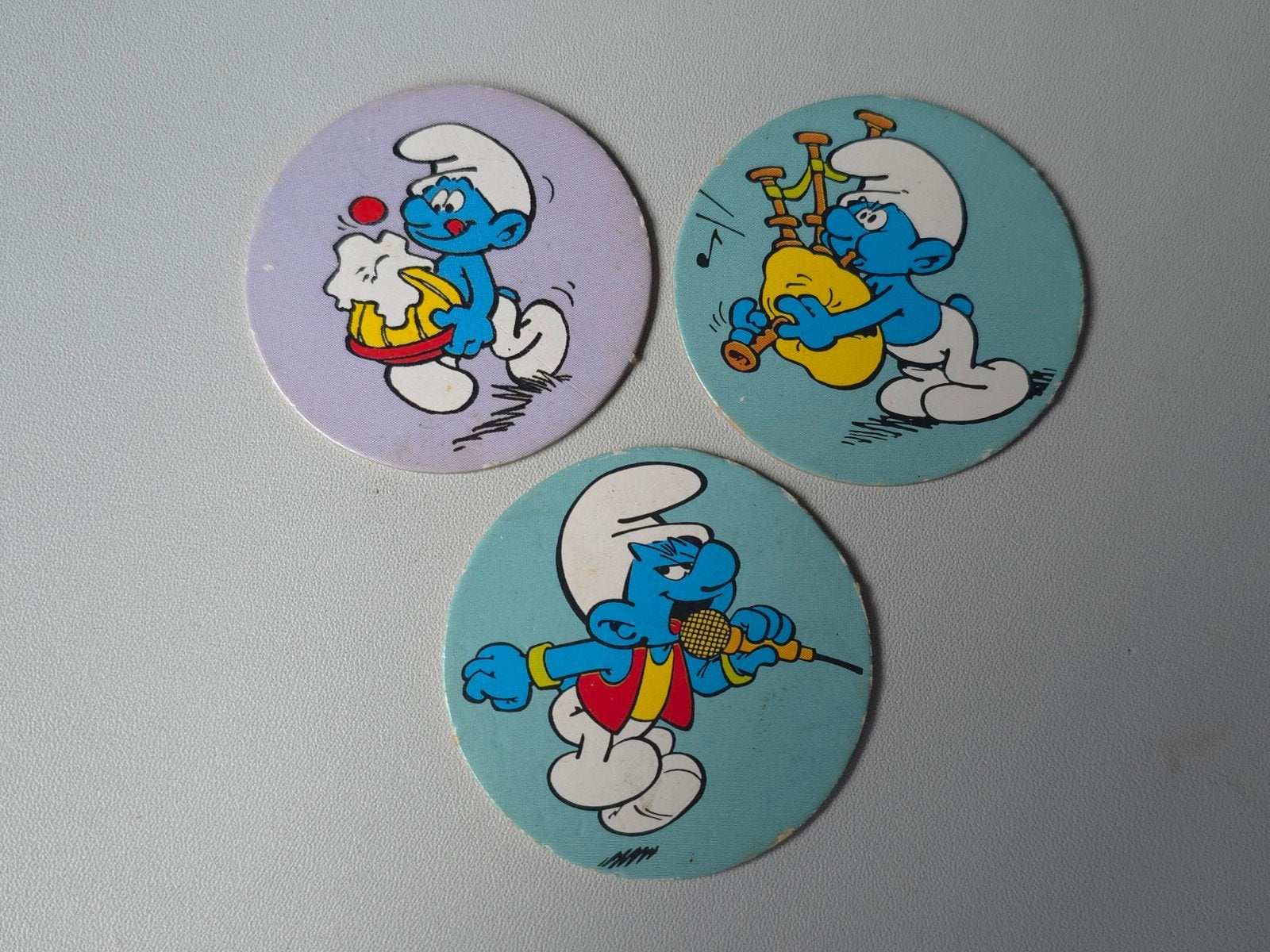 Lot 3 pogs Schtroumpf, Collections, Schtroumpfs, Envoi, Utilisé, Différents Schtroumpfs, Autres types