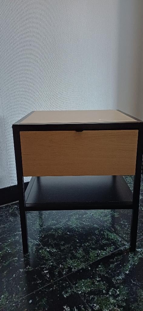 Nachttafel /bijzettafel met schuif, Ophalen, Gebruikt, 45 tot 65 cm, Minder dan 55 cm