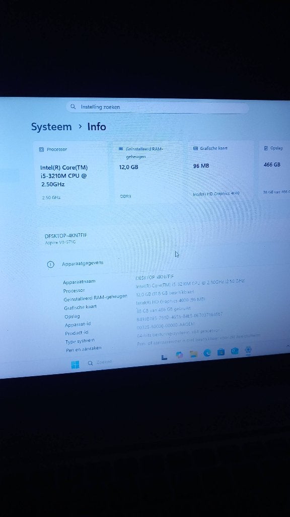Acer i5 12gb geheugen en 500gb ssd en win11, Computers en Software, Computerbehuizingen, Ophalen, Gebruikt