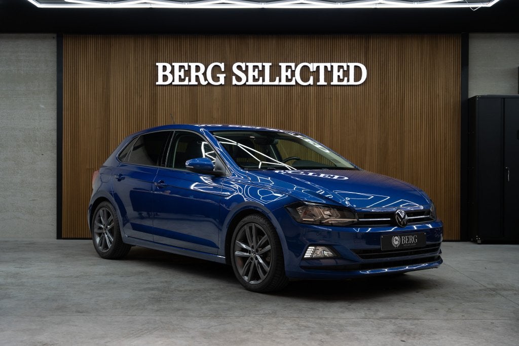 VW Polo | R-Line Look | 110pk | Carplay | LED | PDC, 4 deurs, Stof, Blauw, Bedrijf