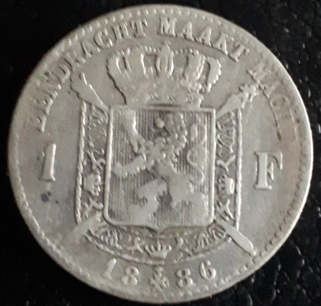BELGIUM / 1 FRANK 1886 VL KM 28.1, Postzegels en Munten, Ophalen of Verzenden, Zilver, Losse munt