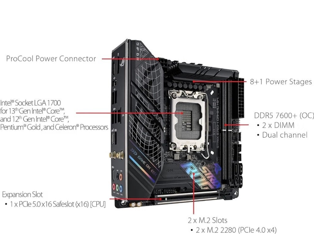 ASUS ROG STRIX B760-I GAMING WIFI DDR5, Informatique & Logiciels, LGA 1700, Enlèvement ou Envoi, Comme neuf, Mini-ITX