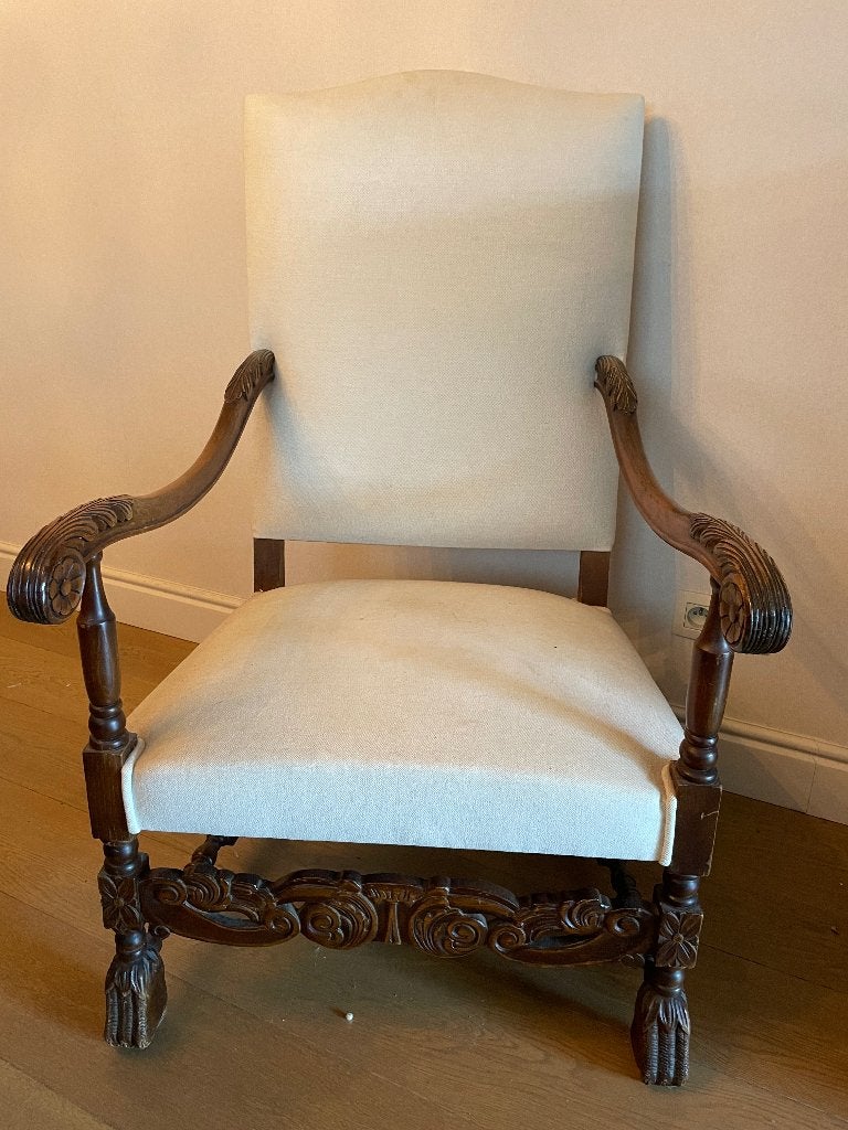 antieke houten fauteuil in barokstijl, Ophalen, Gebruikt, Hout