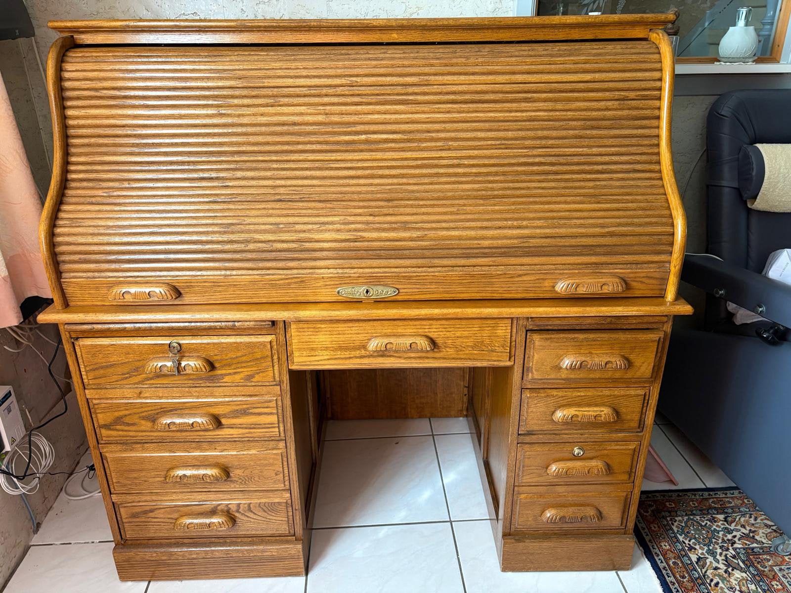 Bureau, Ophalen, Secretaire, Bruin, Zo goed als nieuw