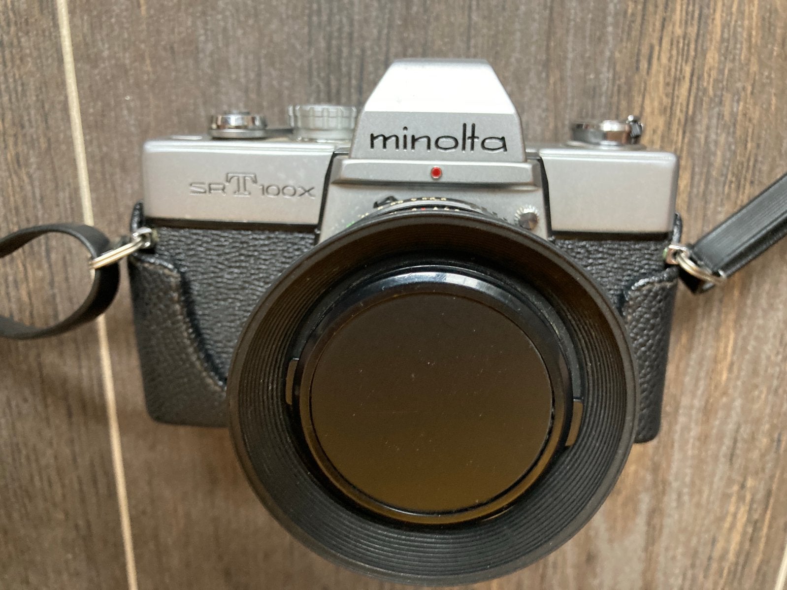 Minolta SRT 100x camera met Rokkor 45mm 1:2 lens, Audio, Tv en Foto, Fotocamera's Analoog, Ophalen of Verzenden, Gebruikt, Spiegelreflex