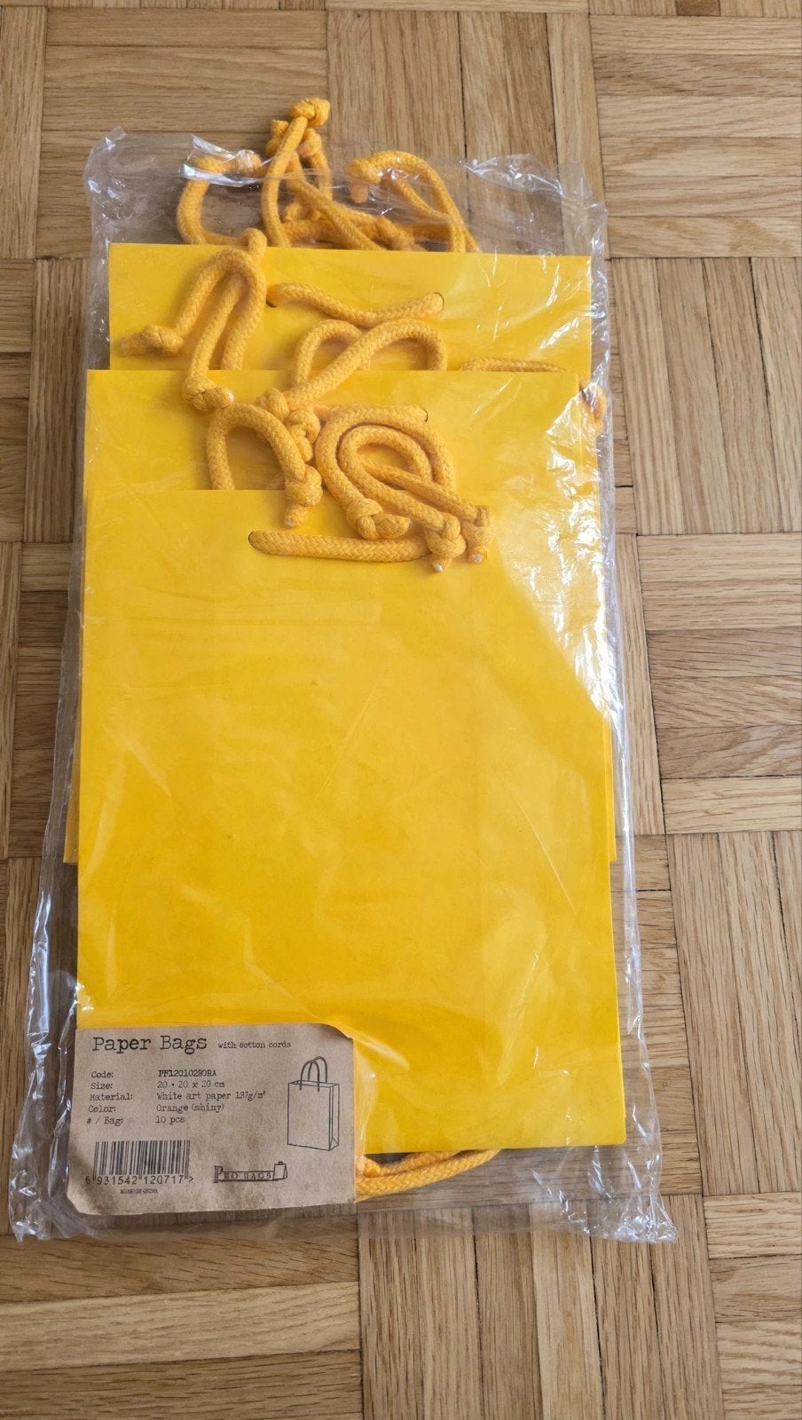 Lot 9  Sacs Cadeaux Papier OrangeJaune - 20x10x25cm -, Diversen, Ophalen of Verzenden