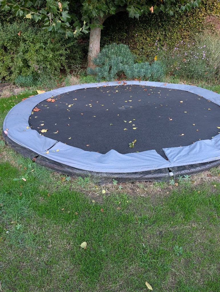 Trampoline Berg 430cm inground, Ophalen, Gebruikt