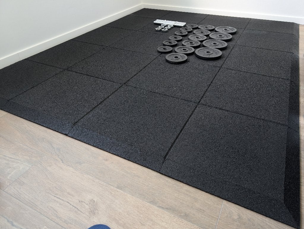 Fitnesstegels (rubbertegel) 5 m2 van 3 cm - Gymfloor, Sports & Fitness, Équipement de fitness, Enlèvement, Comme neuf, Tapis de fitness