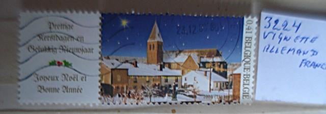 Belgique 3224 (O) Vignette, Oblitéré, Sans enveloppe, Affranchi, Noël