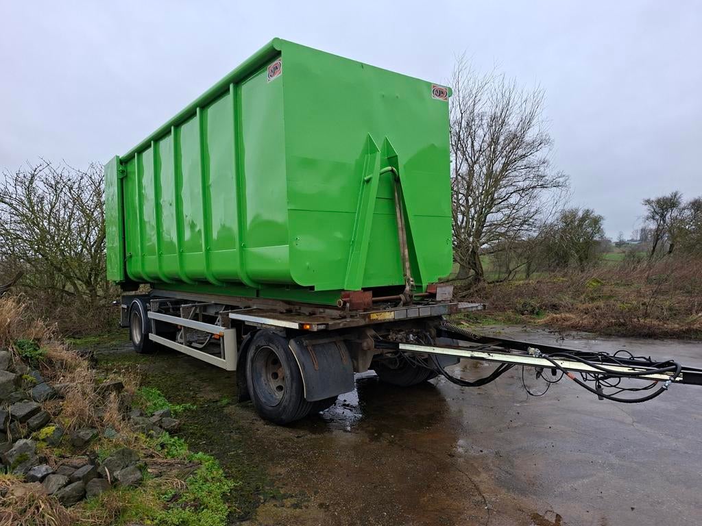 remorque porte conteneur 5.5 à 7m  avec conteneur  ajk 7m, Auto's, Bedrijf, Te koop