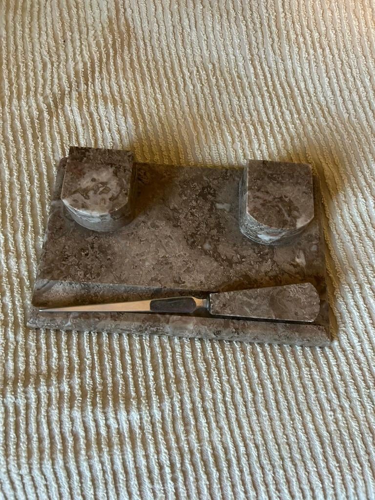 marmeren vintage inktstel + briefopener, Antiek en Kunst, Ophalen