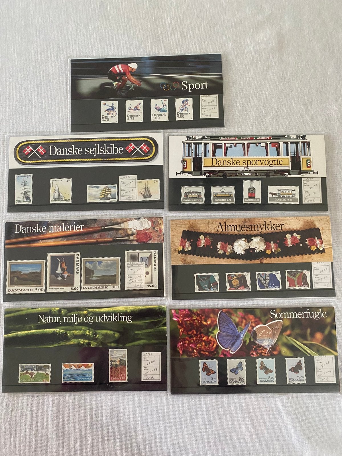 7 Deense postzegel mapjes, Ophalen of Verzenden, Denemarken, Postfris