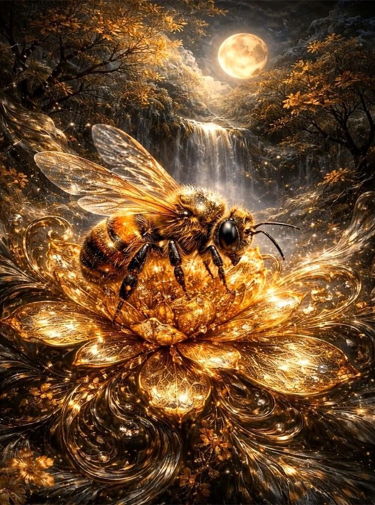 nr 17 Diamond Painting wesp goud zwart 50x40cm (vierkant), Verzenden, Nieuw, Meerkleurig, Overige materialen