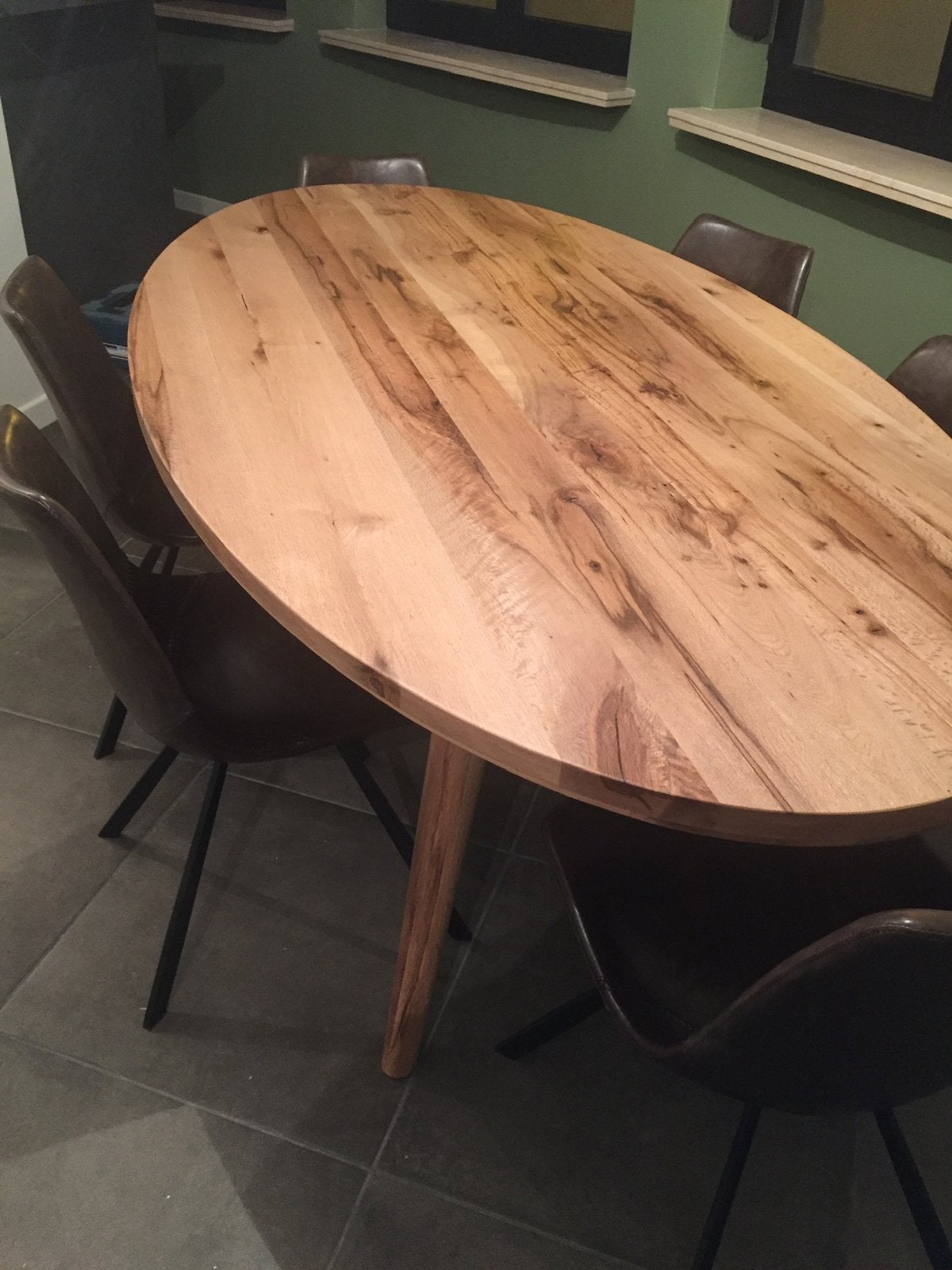 Tafel in massief eik met 6 stoelen, Ophalen, 100 tot 150 cm, Eikenhout, 200 cm of meer