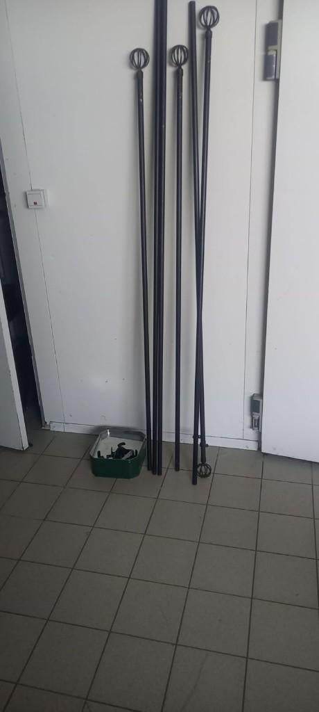 Roedes overgordijnen gordijnen zwart ijzer, Ophalen, Zwart