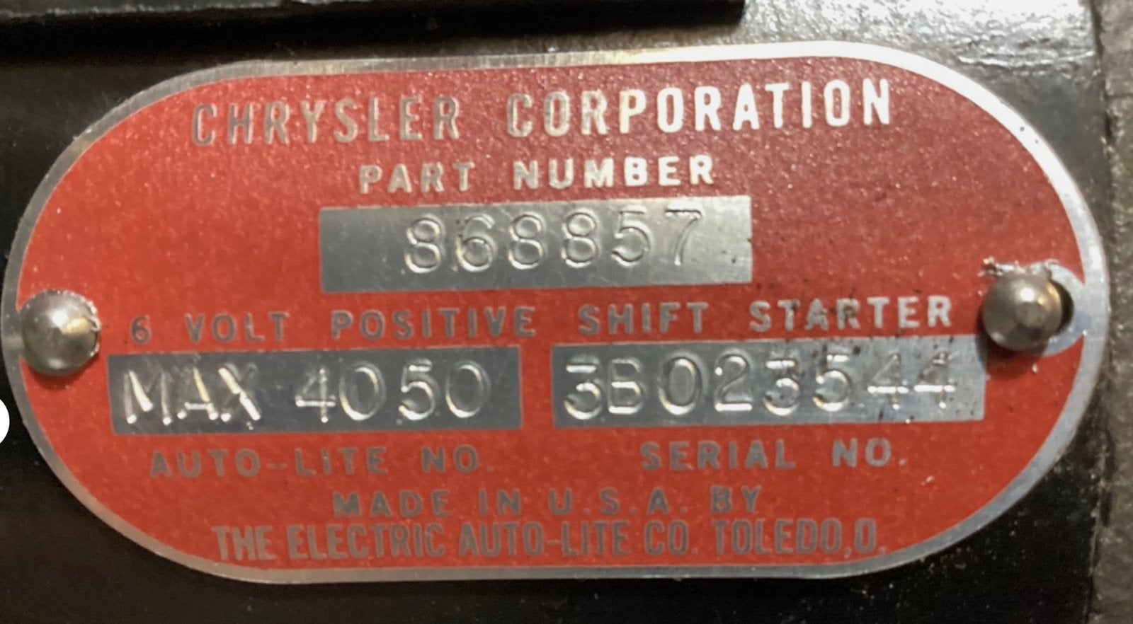Gezocht > Starter nr 868857  ó  MAX4050  Jaren 1942-1948, Ophalen of Verzenden