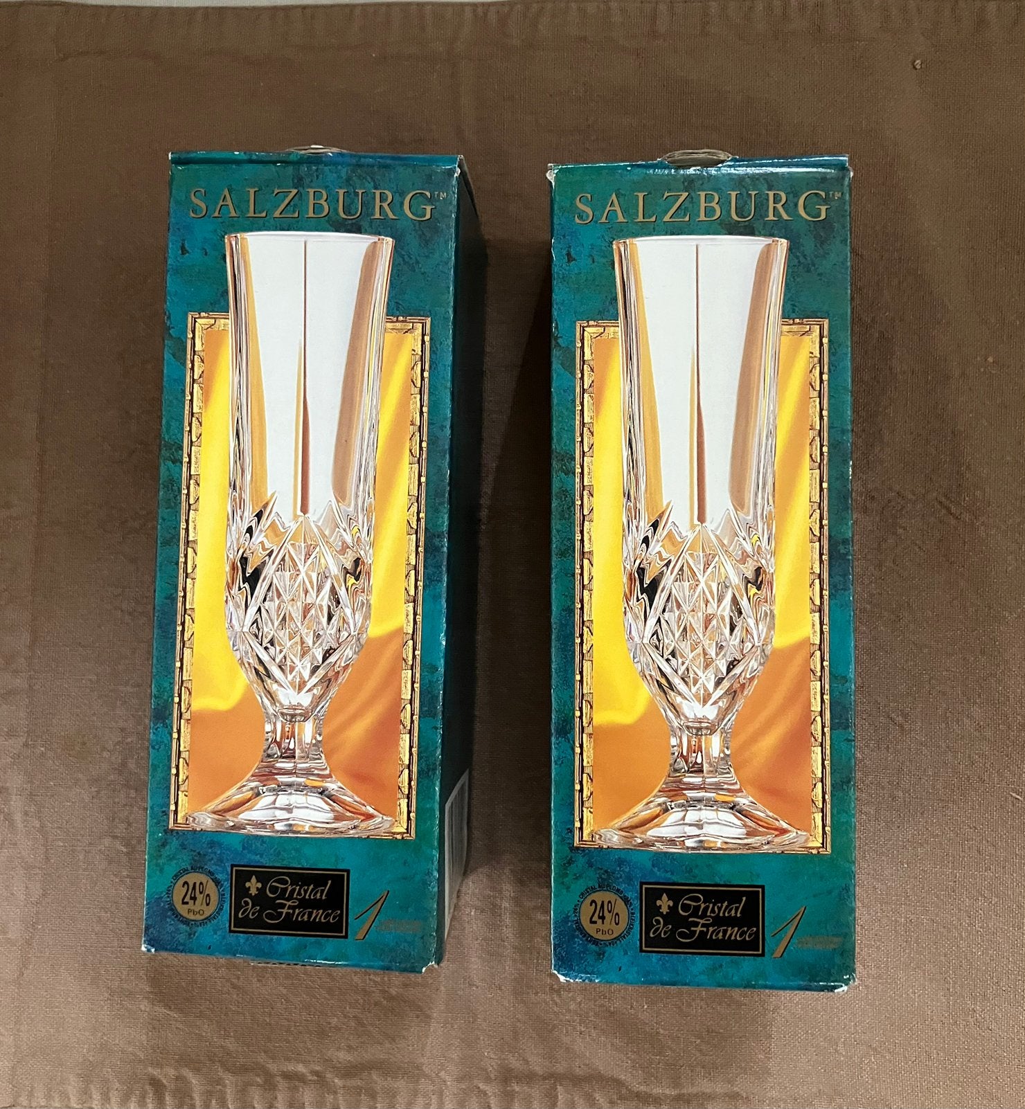 Deux vases en cristal Longchamp - hauteur 17 cm, Enlèvement ou Envoi, Neuf, Décoration