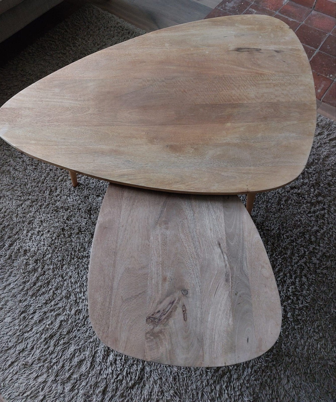 2 houten salontafels, Maison & Meubles, Tables | Tables de salon, Enlèvement, Utilisé, Autres formes, Autres essences de bois