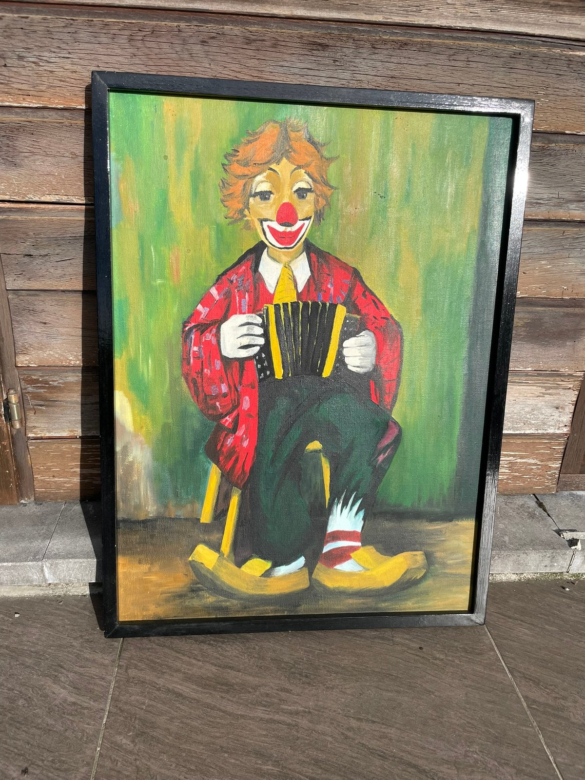 Clown op linnen doek, Antiek en Kunst, Ophalen, Portret