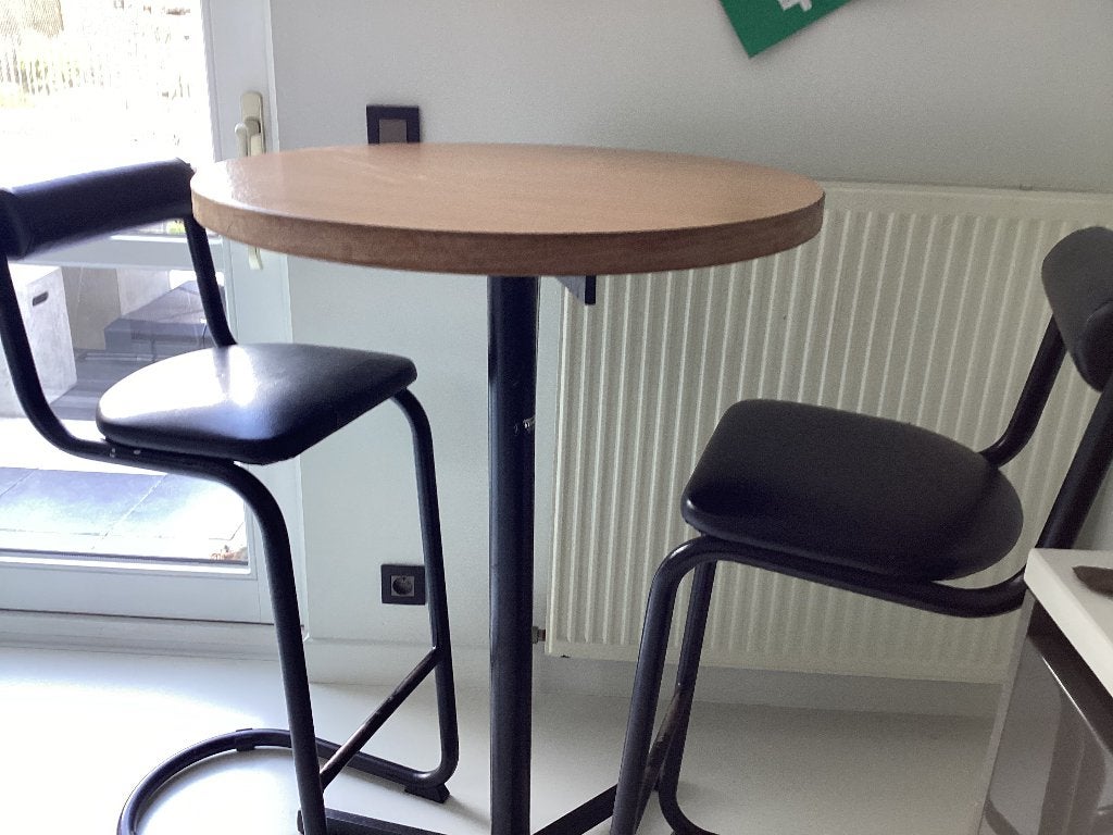 Barkrukken en tafel, Ophalen, Gebruikt, 60 tot 90 cm, Leer