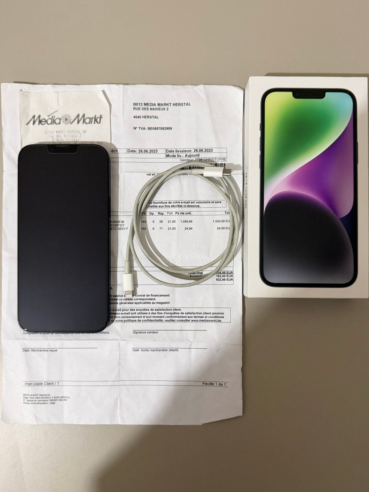 iPhone 14 Plus 128 GB Midnight blue, Télécoms, Téléphonie mobile | Apple iPhone, 128 GB, IPhone 14 Plus, 77 %, Enlèvement