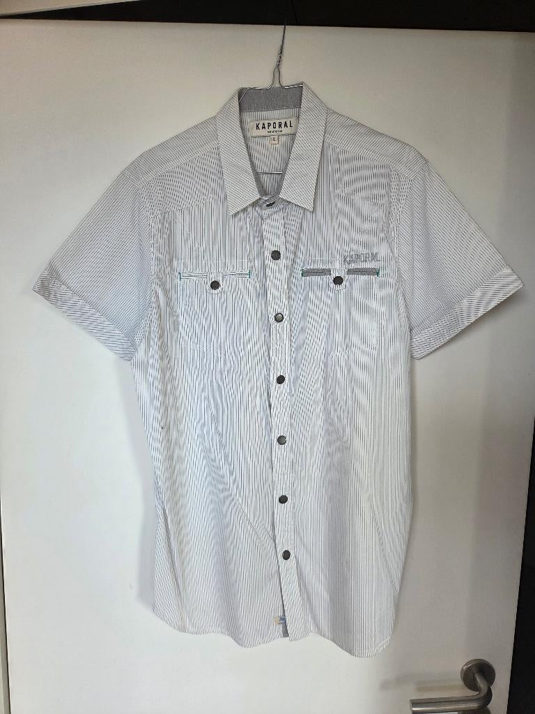 Chemise blanc/lignes grises-Taille L-, Kaporal, Tour de cou 41/42 (L), Enlèvement, Porté
