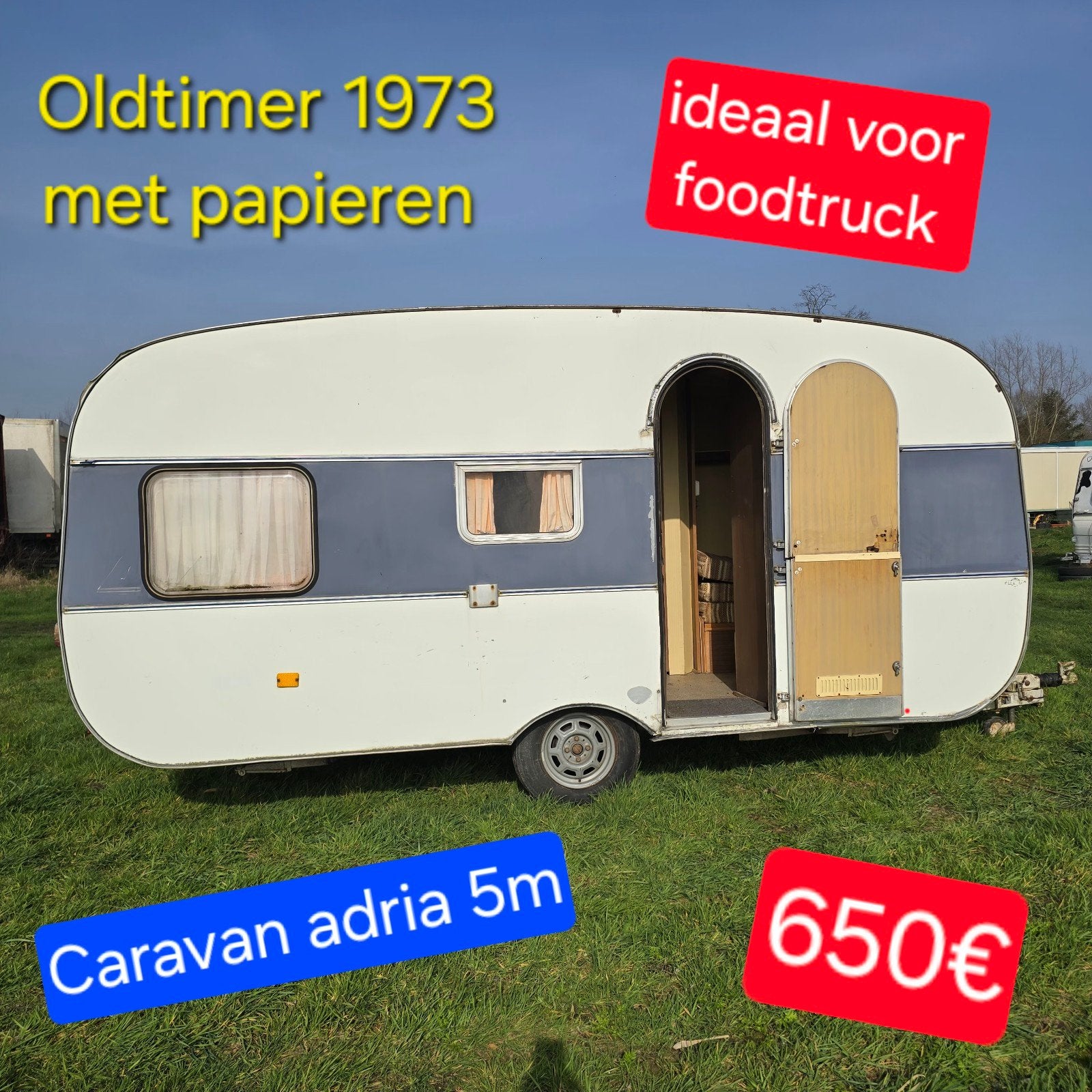 Caravan Adria Oldtimer papieren foodtruck tiny house chassis, Caravanes & Camping, Enlèvement