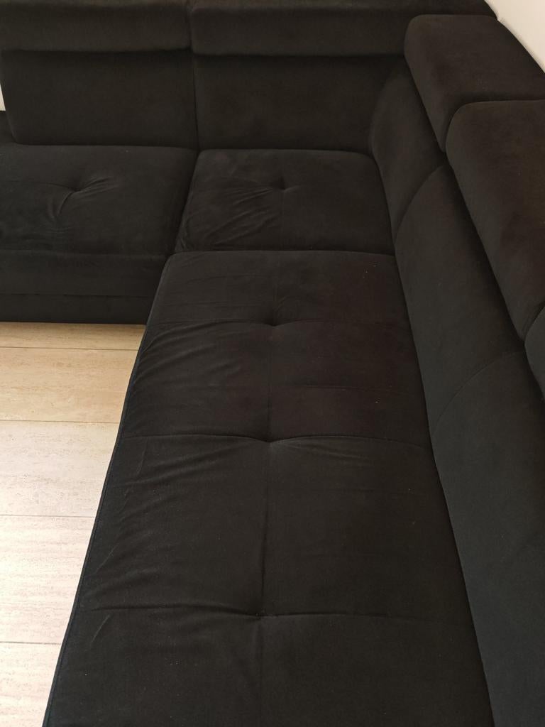 Zwart stoffen hoeksalon, Ophalen, 220 cm