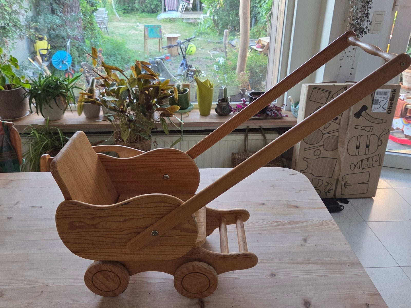 Houten buggy voor poppen , retro model, Ophalen, Gebruikt, Duw- of Trekspeelgoed
